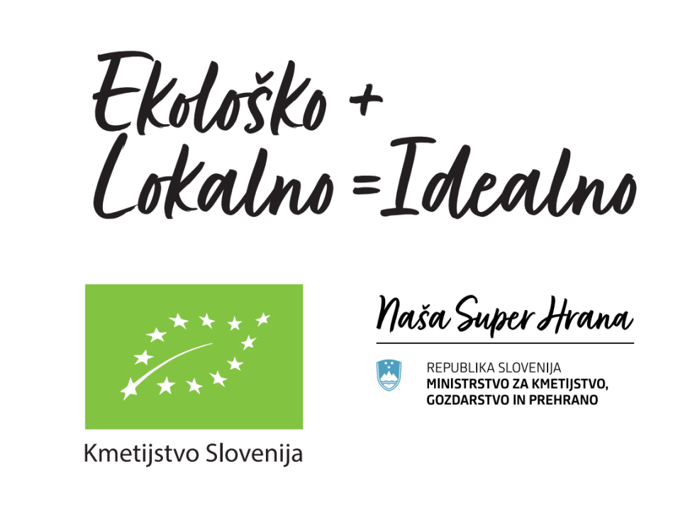 Logotip Ekološko + lokalno = Idealno, v okviru kampanje Naša super hrana