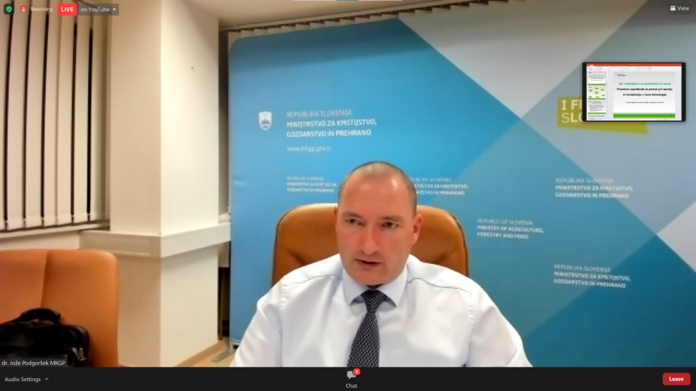 Minister dr. Podgoršek na webinarju