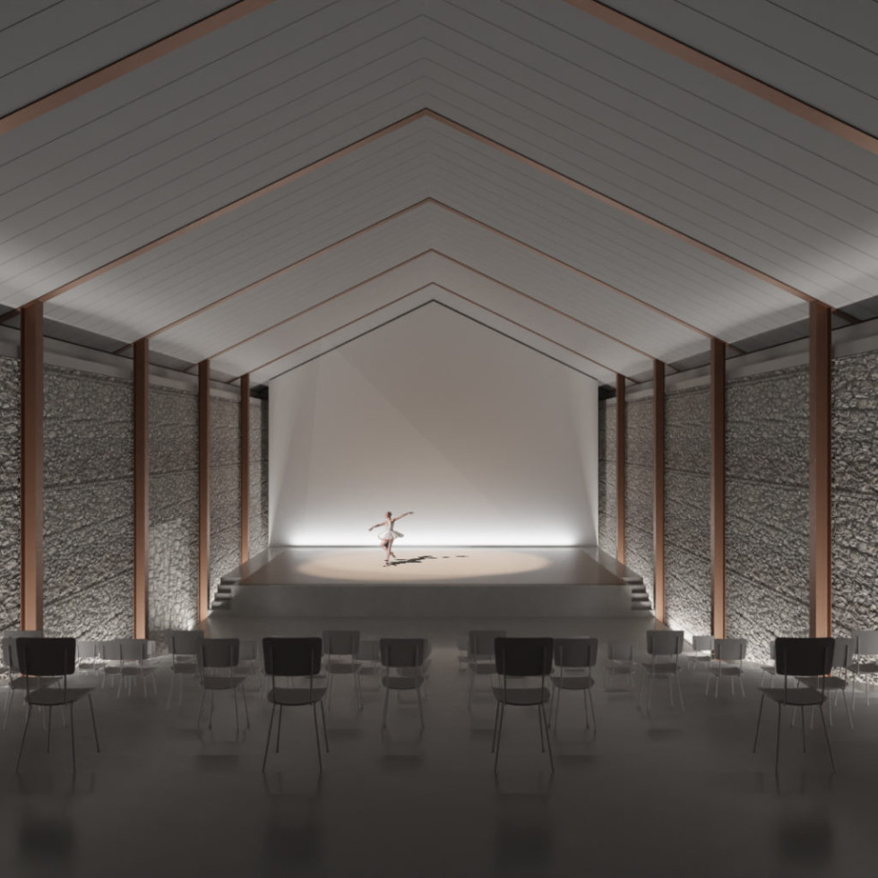 A view of the renovated event hall in the former salt warehouse in Koper.