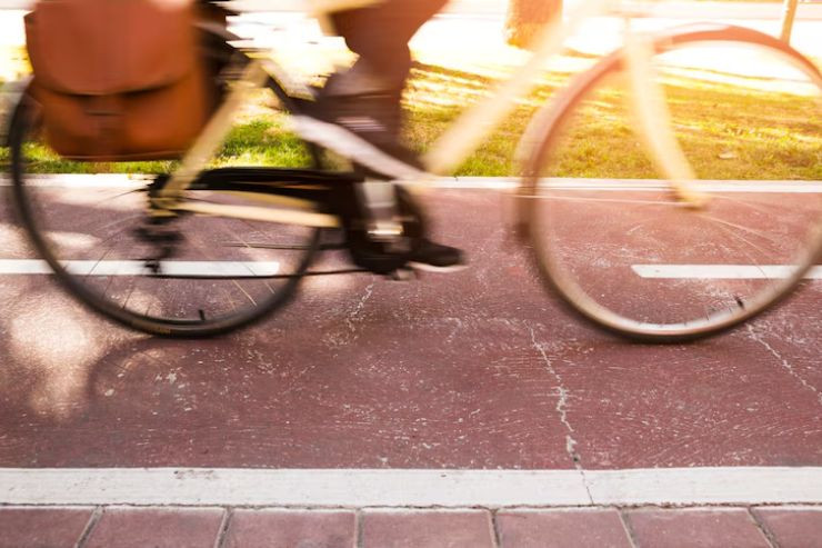 A cyclist on a cycle path.