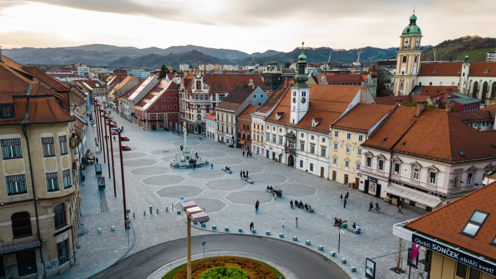 Zračni posnetek centra Maribora