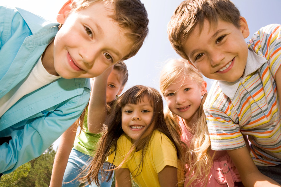Children looking at the camera.