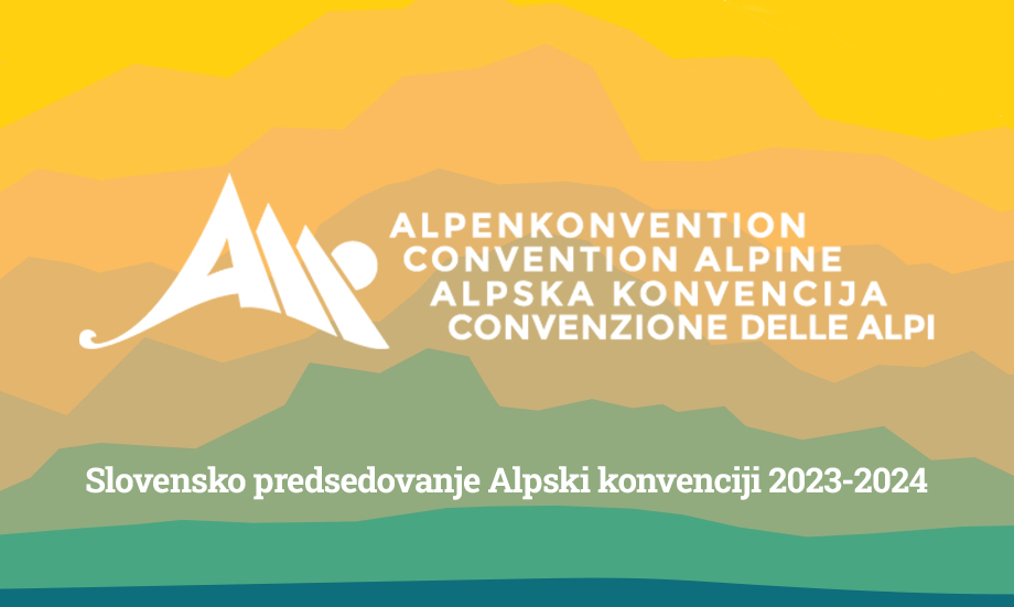 Logotip Slovenskega predsedovanja Alpski konvenciji 2023-2024
