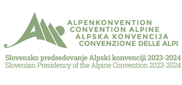 logotip Slovensko predsedovanje Alpski konvenciji 2023 do 2024