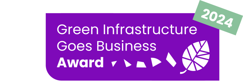 Logotip nagrade (napis v angleščini) Green Infrastructure Goes Business Award 2024