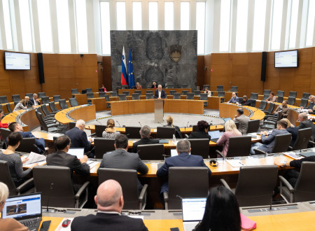 poslanci sedijo v veliki dvorani državnega zbora