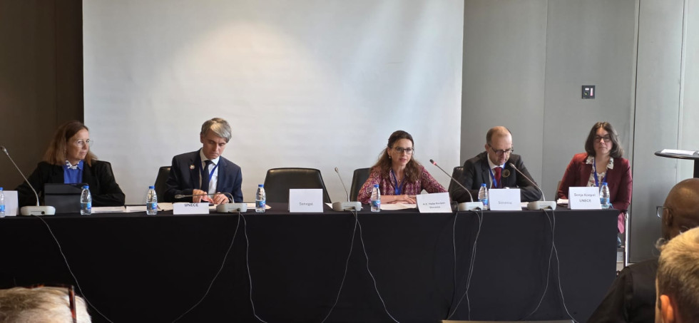 Člana delegacije sodelujeta na razpravi in nagovarjata zbrane