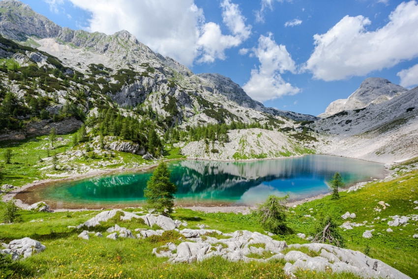 Lake and mountains in Triglav National Park