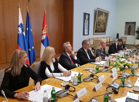 Predstavniki Slovenije govorijo za mizo