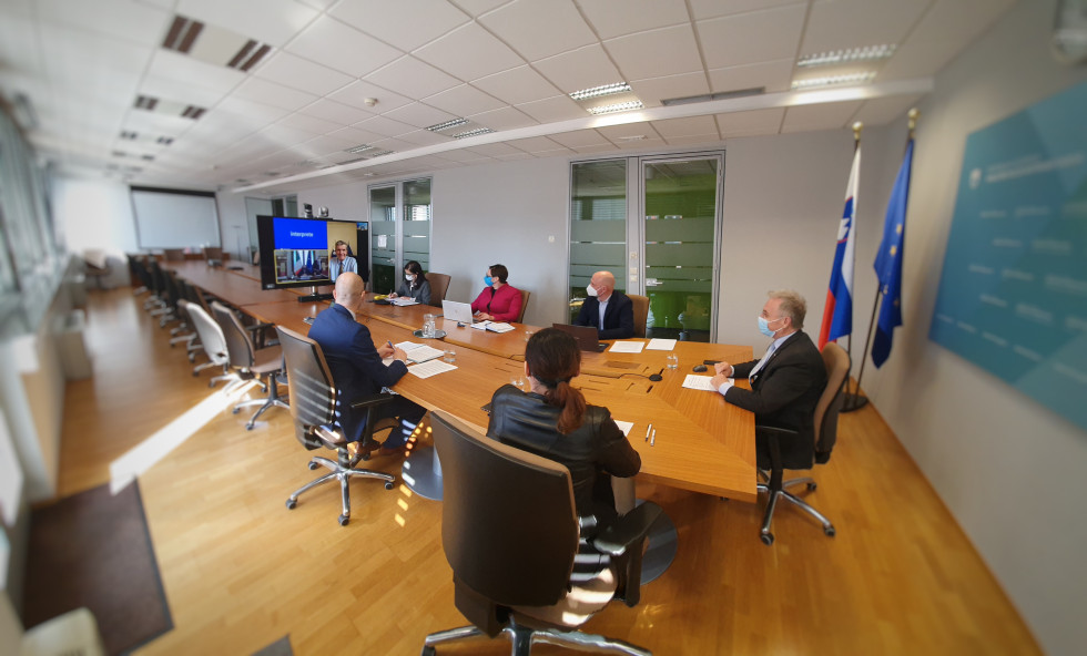 Slovenian delegation at the videoconference with the Italian delegation