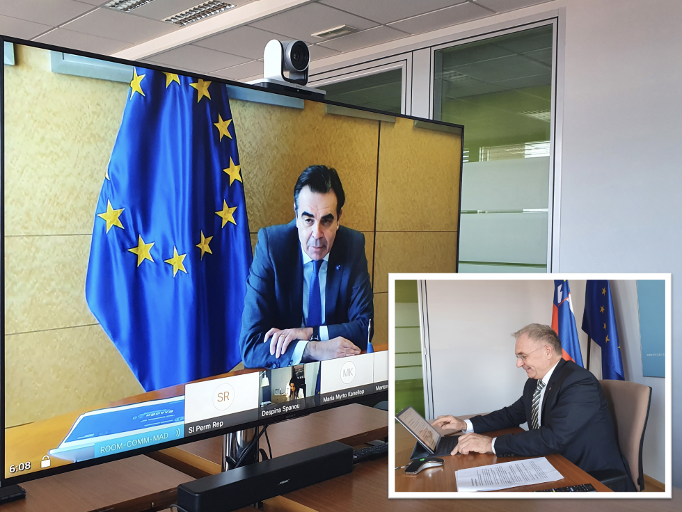 Videoconference of Interior Minister Aleš Hojs and Vice-President of the European Commission Margaritis Schinas 