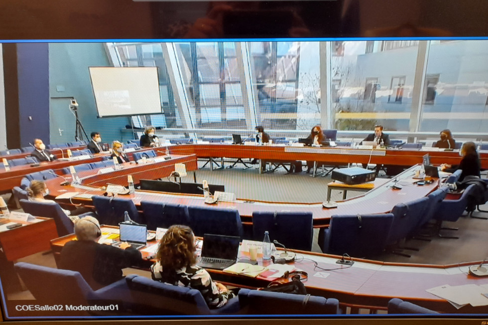 Zaslonska slika dvorane z udeleženci  srečanja