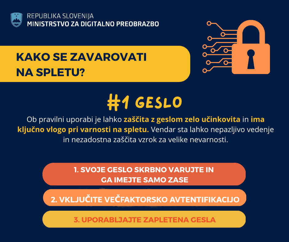 Kako se zavarovati na spletu? Svoja gesla skrbno varujte, vključite večfaktorsko avtentifikacijo in uporabljate zapletena gesla