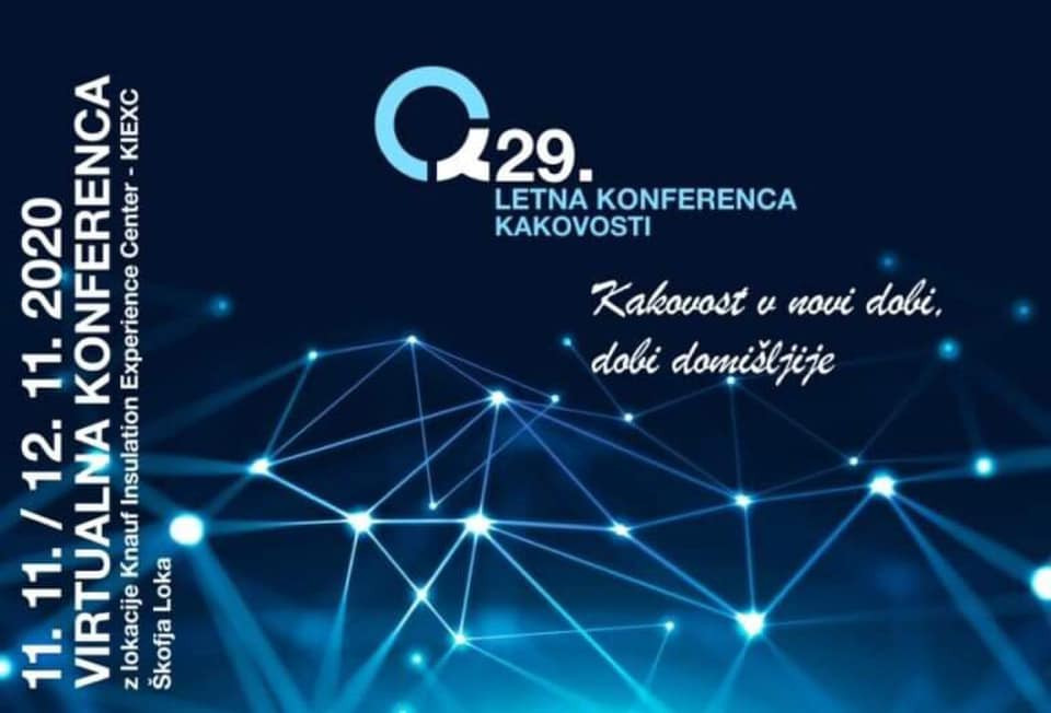 Plakat najave dogodka Kakovost v novi dobi, dobi domišljije, 11. in 12. 11. 2020