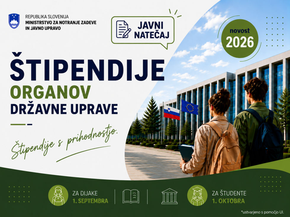 Grafika z najavo štipendiranja organov državne uprave.