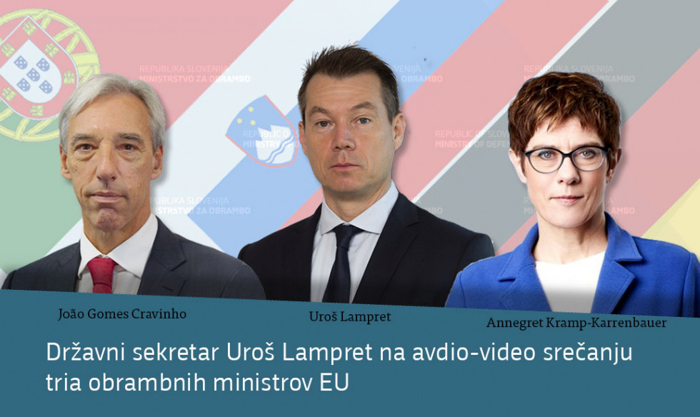 Na konferenci s portugalskim ministrom Joãom Gomesom Cravinho in nemško ministrico Annegret Kramp-Karrenbauer je sodeloval državni sekretar na Ministrstvu za obrambo Uroš Lampret.
