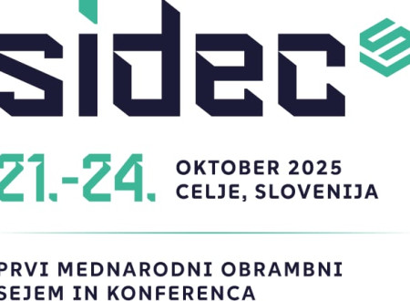 Napis SIDEC in informacije o dogodku s črnimi črkami in mint zelenimi številkami na beli podlagi.