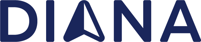 Napis DIANA s stilizirano črko A, delom Nato logotipa