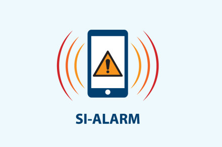 Logotip sistema, mobilni telefon s klicajem na zaslonu