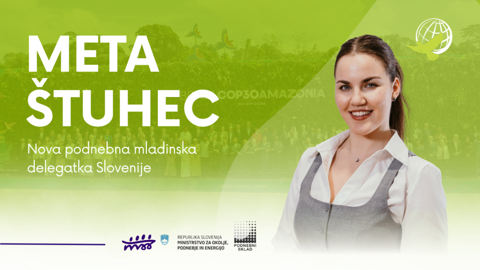 grafika imenom in sliko Mete Štuhec, nove mladinske podnebne delegatke