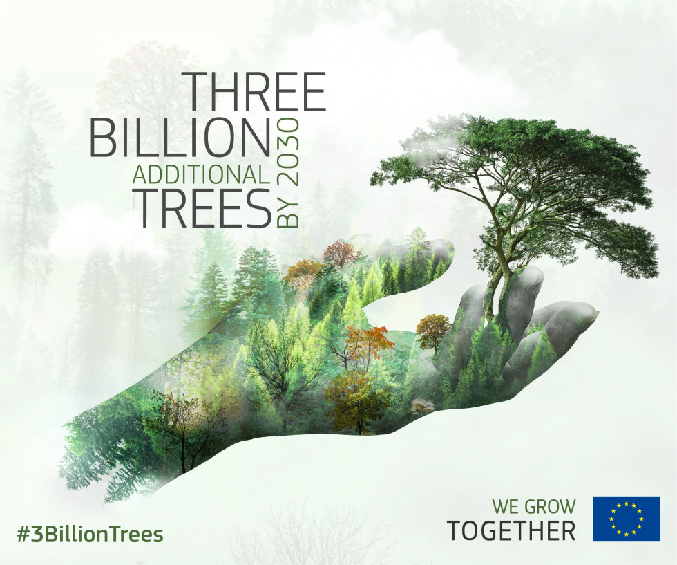 Logotip projektra EU bo do leta 2030 posadila tri milijarde dodatnih dreves