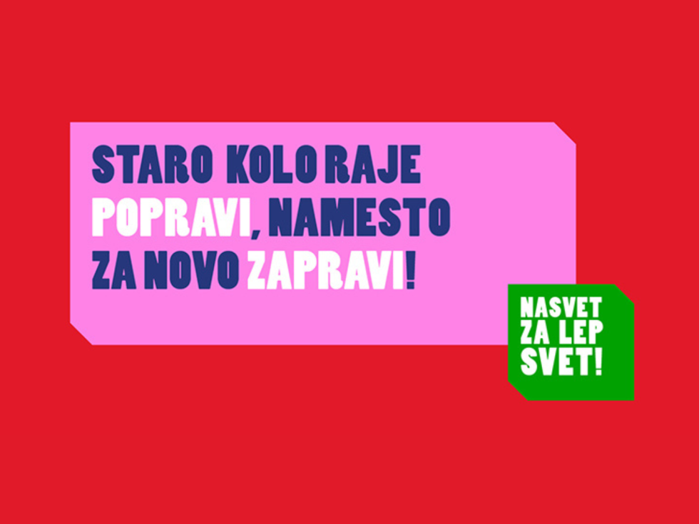 Besedilo, ki poziva, naj ljudje popravijo svoje kolo