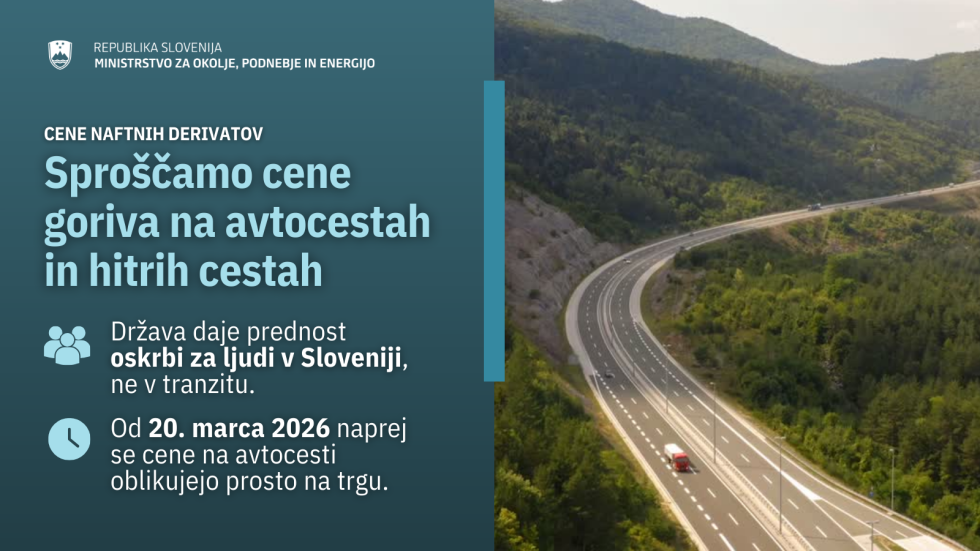 Grafika, na levi besedilo, na desni fotografije ceste.