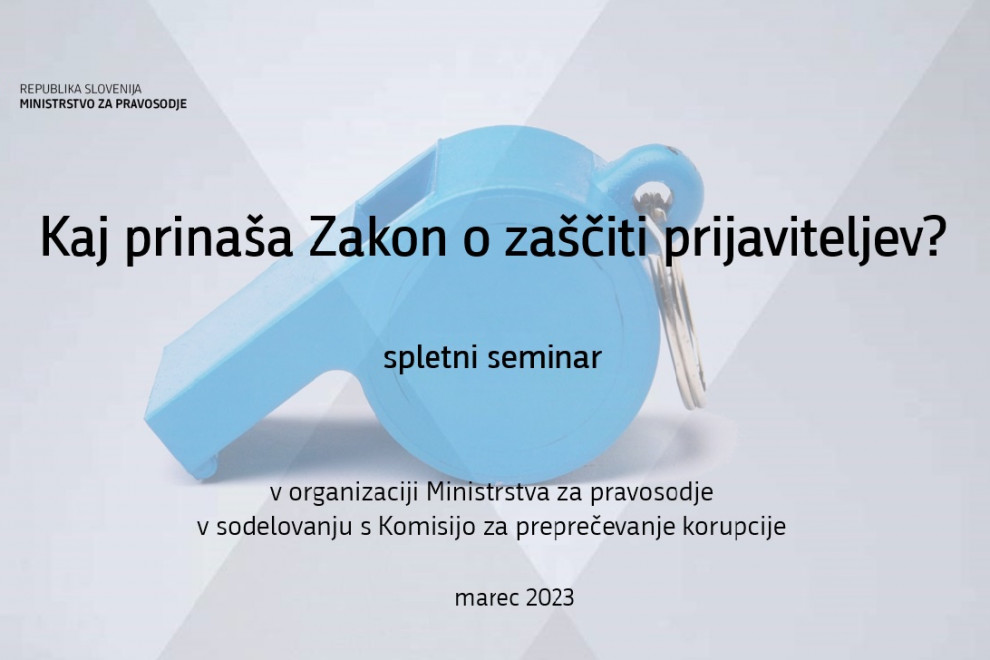 Naslovna slika spletnega seminarja Kaj prinaša Zakon o zaščiti prijaviteljev