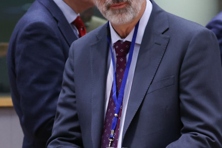 Portret ministra Felde pred zasedanjem v Bruslju.