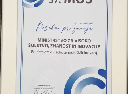 Posebno priznanje Ministrstvu za visoko šolstvo, znanost in inovacije.