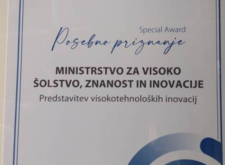 Priznanje sejma MOS za predstavitev visokotehnoloških inovacij.
