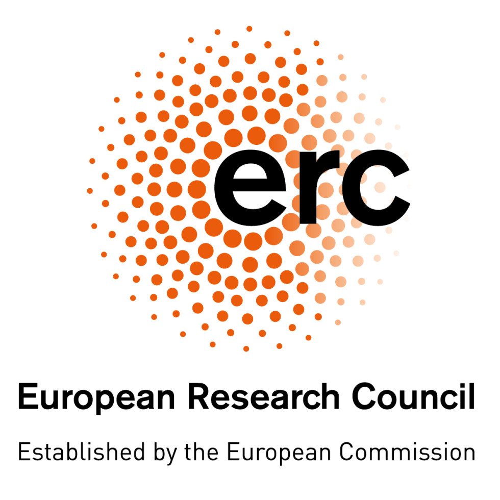 Logo Evropskega raziskovalnega sveta (ERC) z oranžnimi pikami in napisom European Research Council.