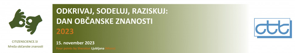 Reklamna pasica dogodka »Odkrivaj, sodeluj, raziskuj: dan Občanske znanosti«