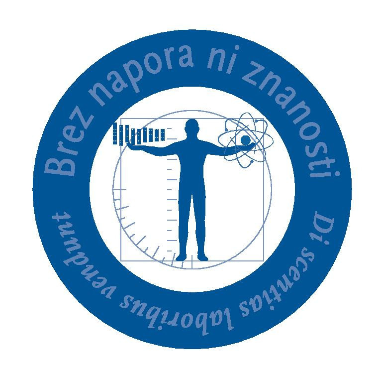 Logotip državnih nagrad in priznanj na področju znanosti z geslom Brez napora ni znanosti.