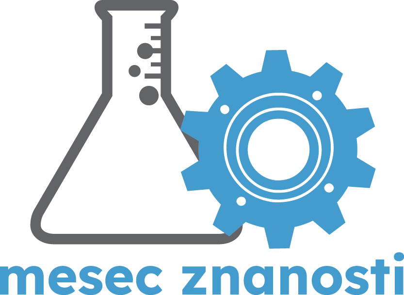 Logotip meseca znanosti, na sliki Erlenmeyerjeva bučka