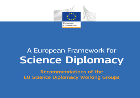 Plakat Evropske komisije - Znanstvena diplomacija (angleško Science Diplomacy)