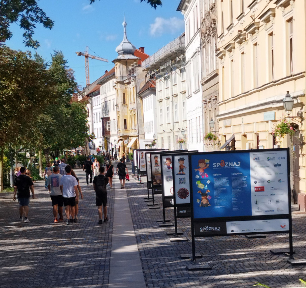 Razstavni panoji projekta SPOZNAJ na Gallusovem nabrežju v Ljubljani