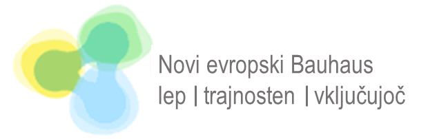 Logotip instrumenta Novi Evropski Bauhaus, na sliki so trije barvno prelivajoči se krogi