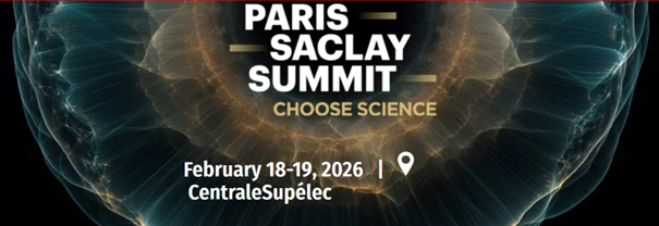 Grafični prikaz dogodka Vrh znanosti Paris Saclay – Izberi znanost z navedbo datuma 18. in 19. februar 2026 ter lokacije CentraleSupélec.