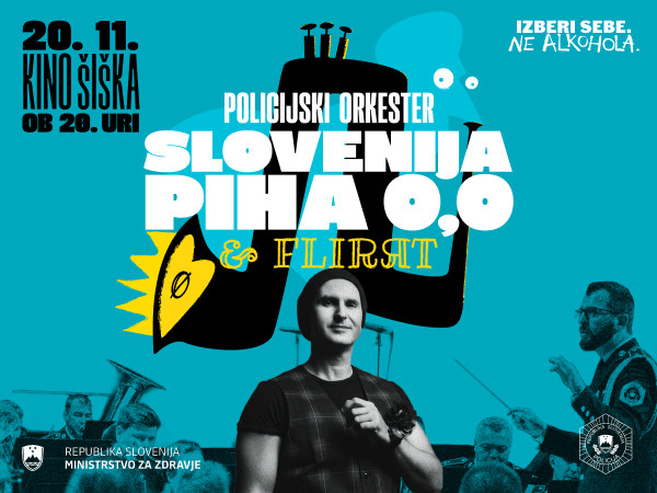 naslovnica akcije s sliko pevca skupine Flirrt in glasbenikov ter podatki o koncertu