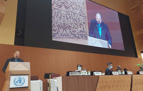 23052022 Generalna skupscina SZO (Minister Janez Poklukar addressing the 75th General Assembly of the World Health Organisation.)