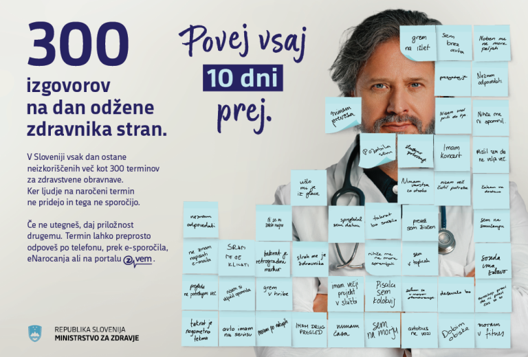 Kampanja »Pravočasno odpovej termin« spodbuja odgovorno ravnanje in solidarnost pacientov