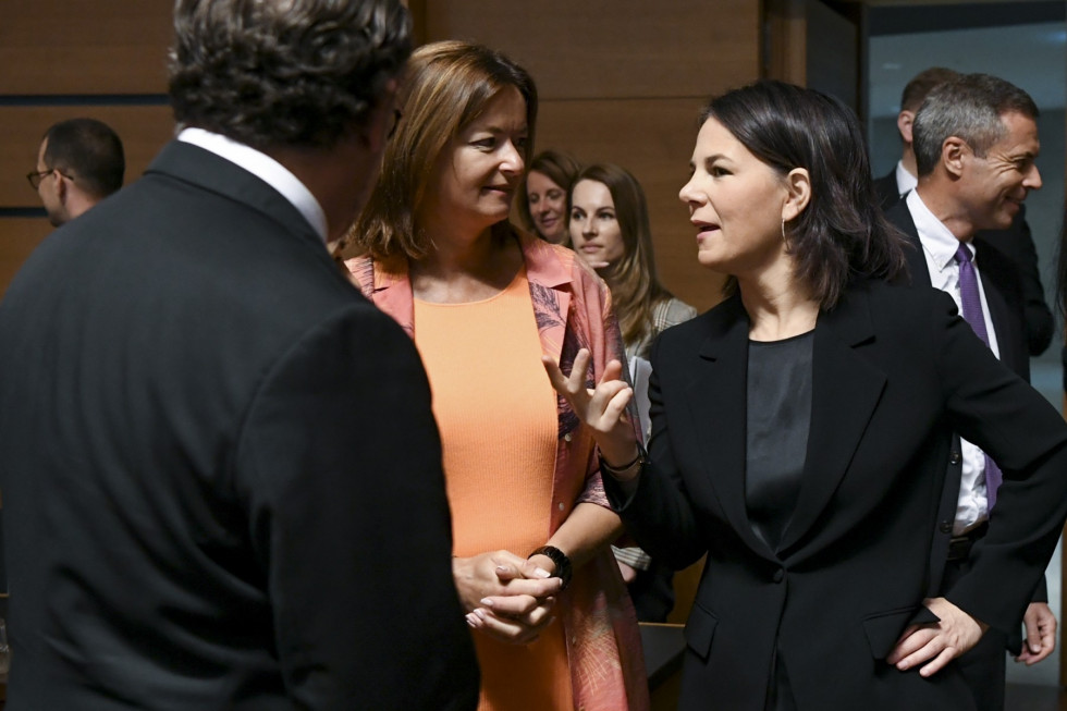 minister Fajon talking to minister Baerbock