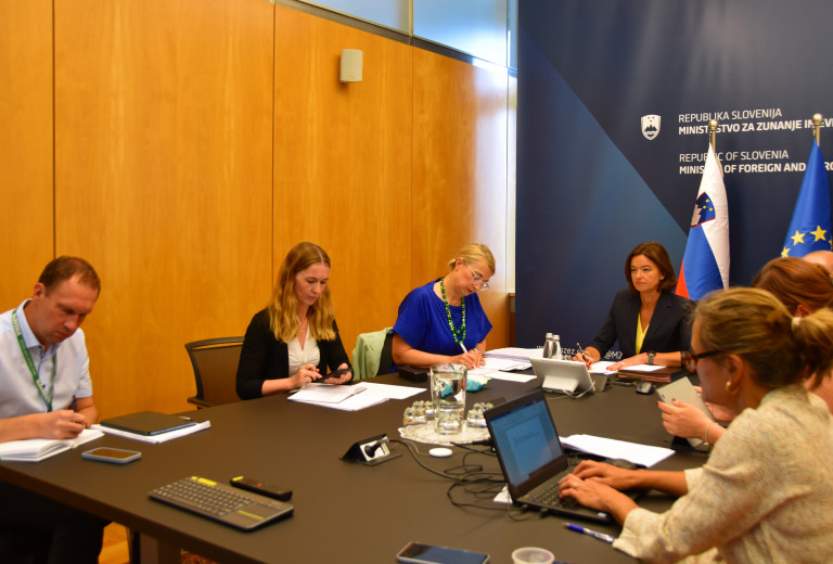 Minister Fajon at a video conference of EU foreign affairs ministers on escalating Middle East crisis