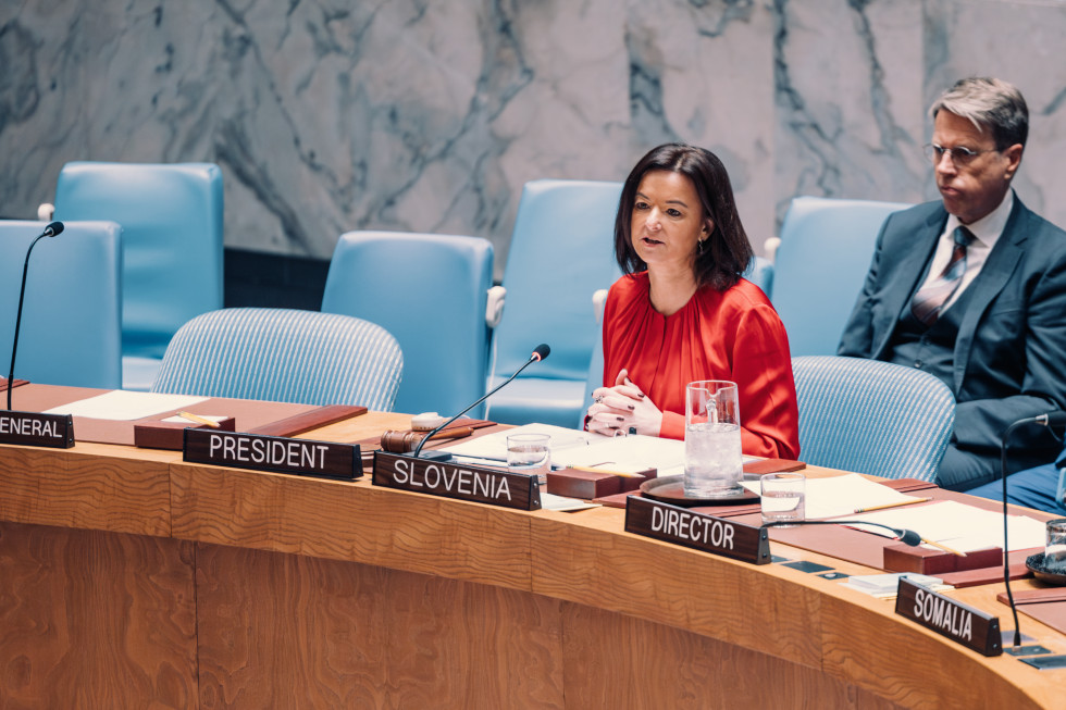 Minister Tanja Fajon chairing Security Council debate