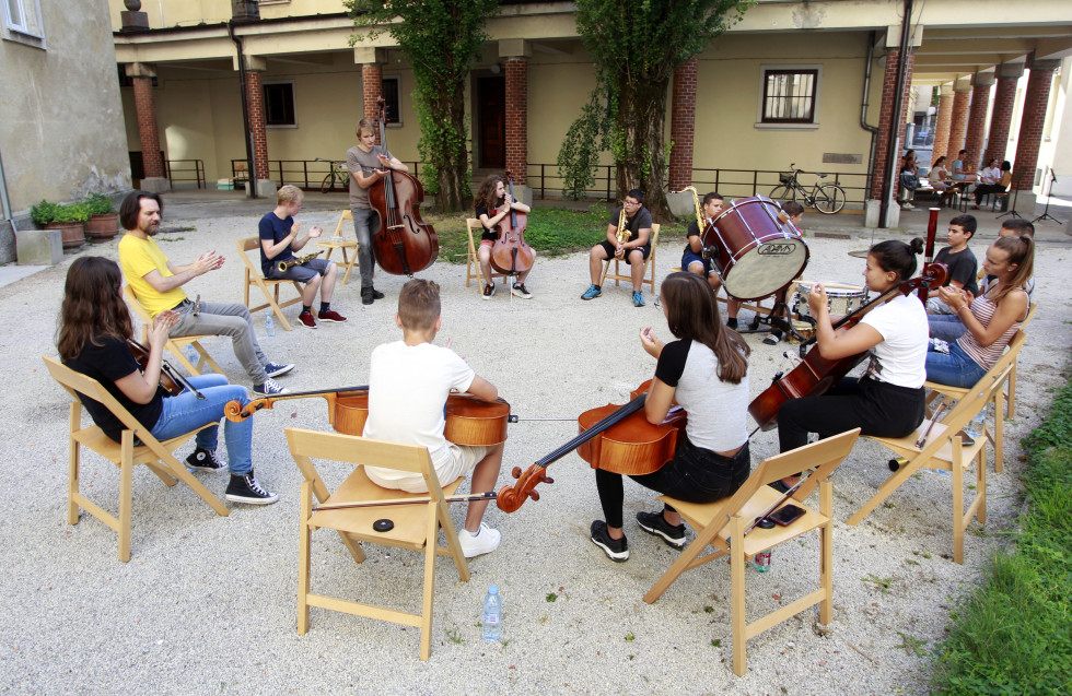 Slovenski mladinski orkester na vaji