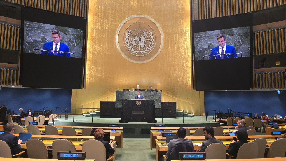 dr. Marko Rakovec med nagovorom v Generalni skupščini ZN