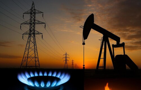 energetika (daljnovod, plinski gorilnik in črpališče nafte v sončnem zahodu)