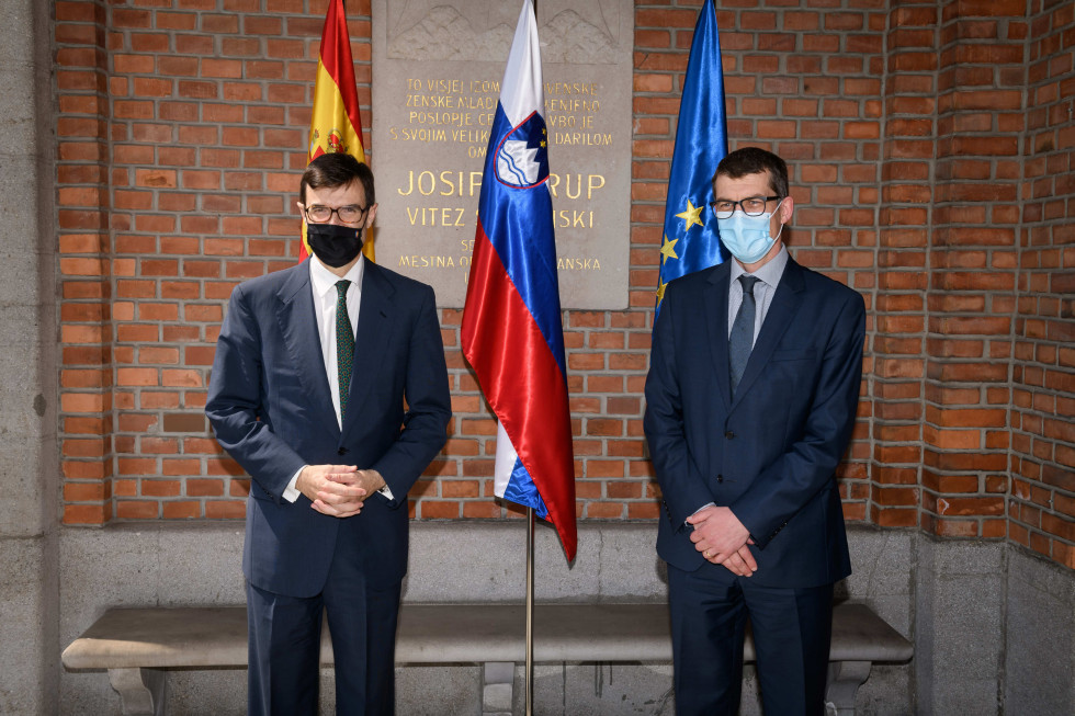 standing with flags behind