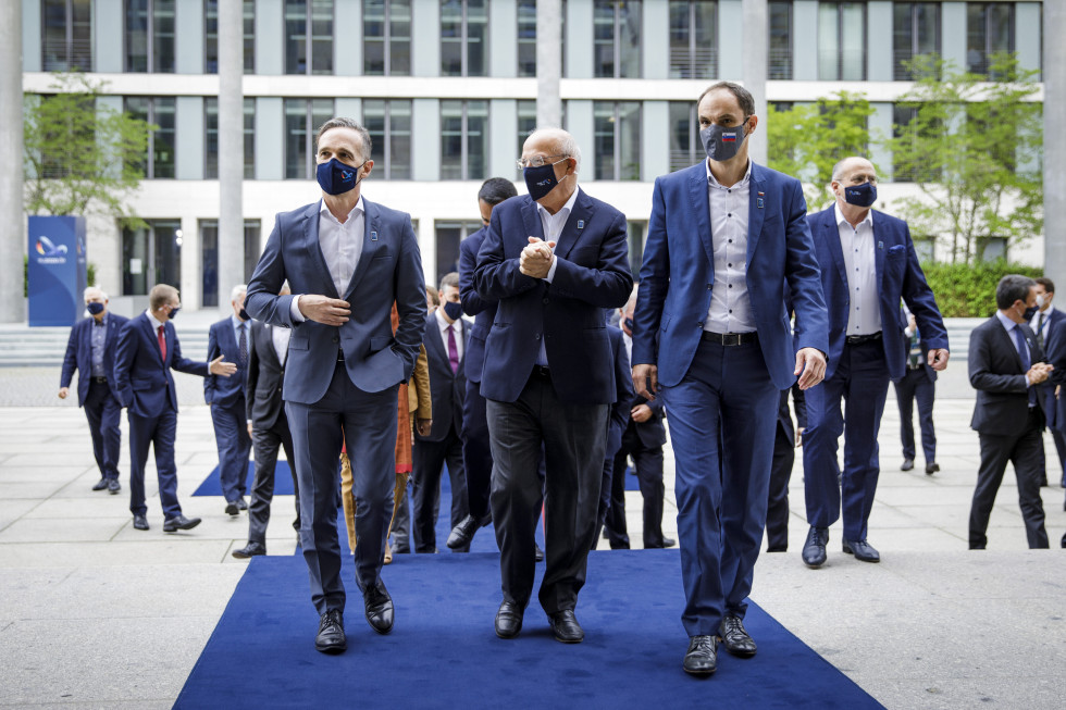 Minister of Foreign Affairs Dr Anže Logar, German Foreign Minister Heiko Maas and Portuguese Foreign Minister Augusto Santos Silva